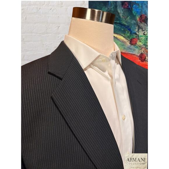 Armani Collezioni Mens 42R 35x29 Charcoal Gray Micro-Stripe Designer Suit - Picture 4 of 16